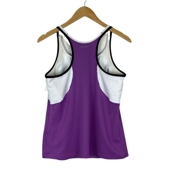 NEW BALANCE Women's Lined Purple White Color Block Lightning Dry Tank Top US XL - Picture 2 of 9